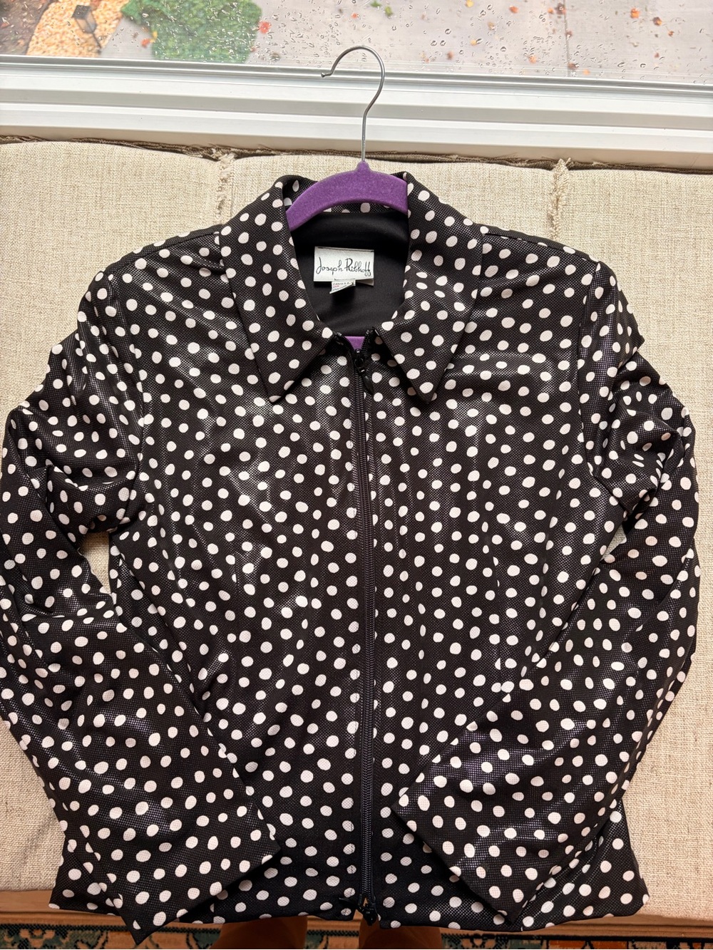 Joseph Ribkoff Black Jacket with White Polka Dots